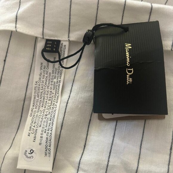 MASSIMO DUTTI Striped Midi Skirt With Pleat Detail In White Size L NWT - Picture 12 of 13